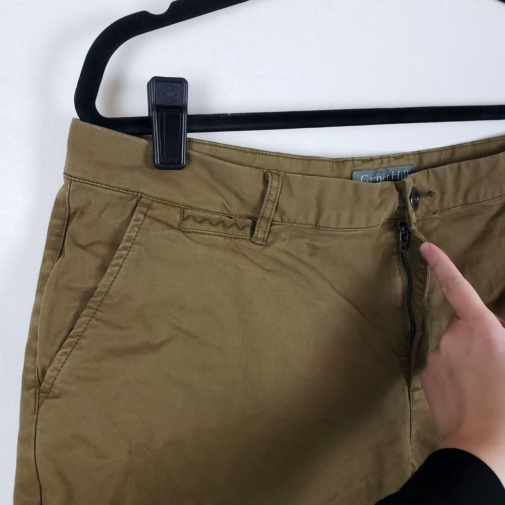 Garnet Hill Chino Shorts Womens 14 Olive Green Khakis Casual Organic Cotton - Picture 3 of 9